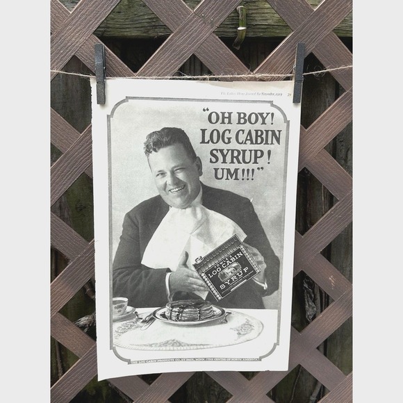 Towle's Other - Vintage 1919 TOWLE'S LOG CABIN Syrup Pancake Waffle Kitchen Ephemera Print Ad